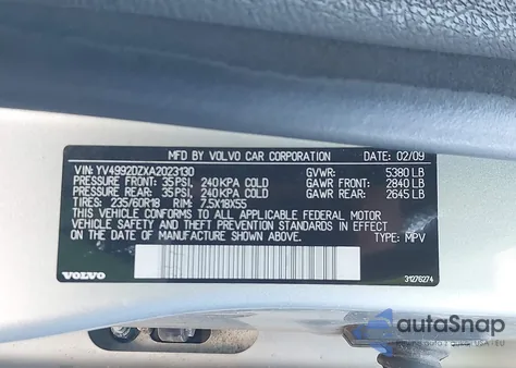 2010 Volvo Xc60 T6/T6 R-Design from USA, damaged, VIN YV4992DZXA2023130